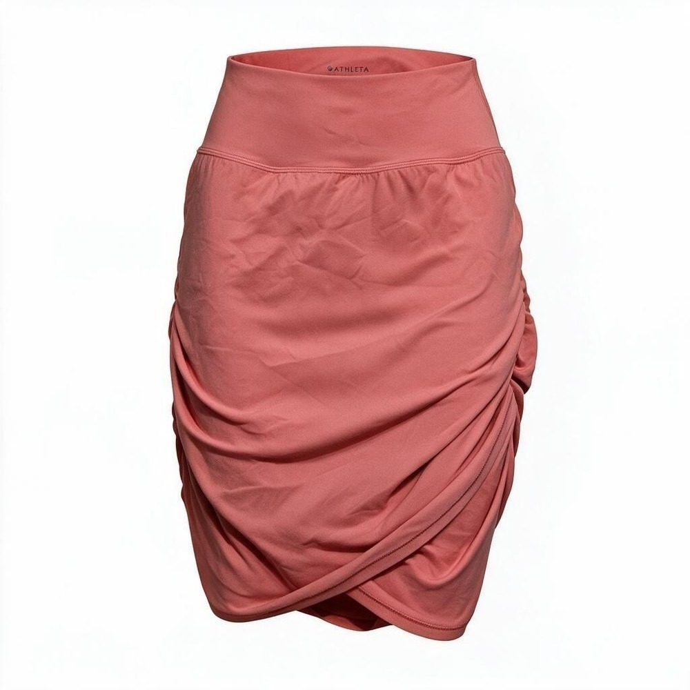 Athleta Transcend Skort Coral Pink Ruched Wrap Active Skirt Womens Size Small
